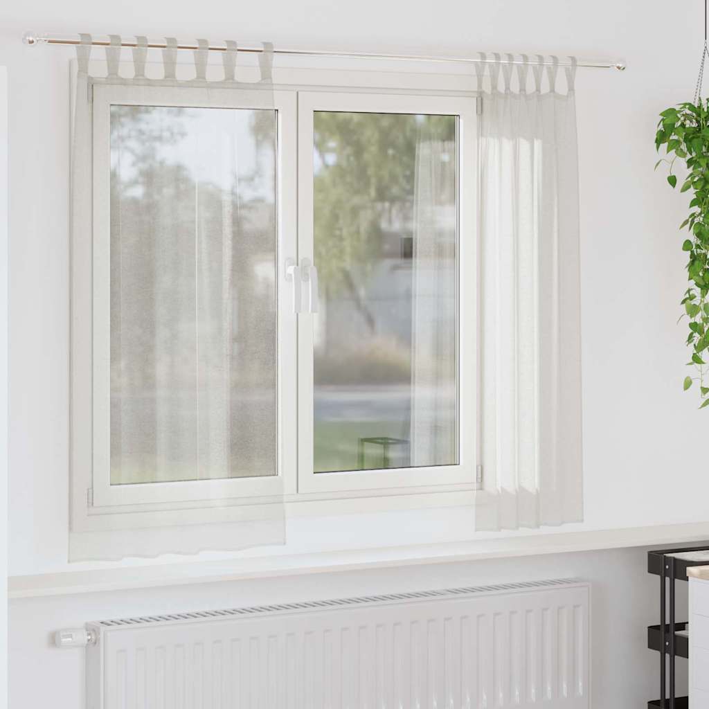 Voile Curtain with Curtains 2 pcs Cream 140x175cm Polyester